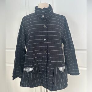 ELA made in USA size M Lagenlook Artsy Crinkle Top Jacket Big pockets